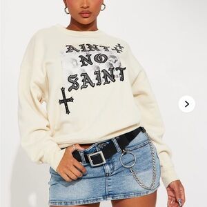 Fashion Nova Cream Graphic Sweater